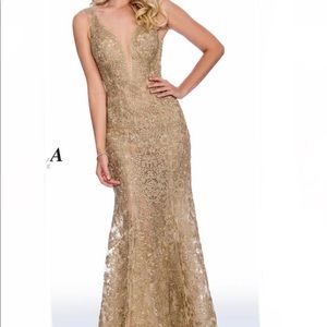 STELLA COUTURE 18127 short sleeve gold formal dress